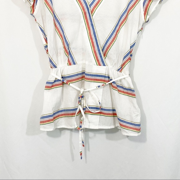 5/$25 NWOT J. Crew Flutter Sleeve Wrap Striped Top - Picture 4 of 8